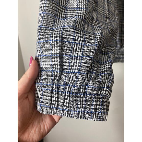 NWT BOBBLEHAUS URBAN OUTFITTERS JACKET MENS PLAID TARTAN HALF ZIP GREY - Picture 9 of 15